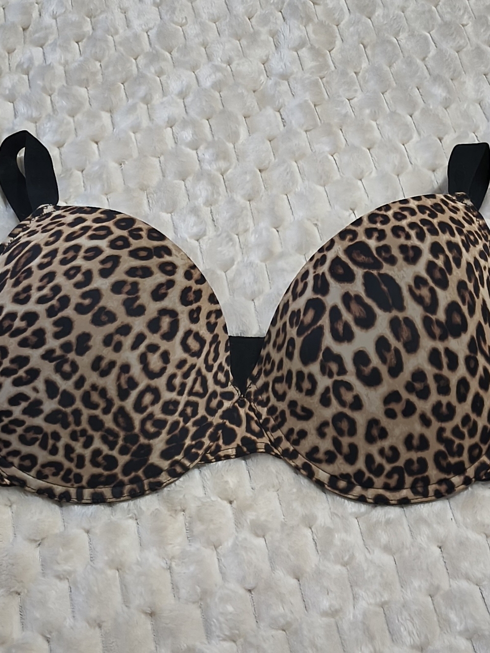 Juicy Couture Leopard Print T-Shirt Bra with Black Straps